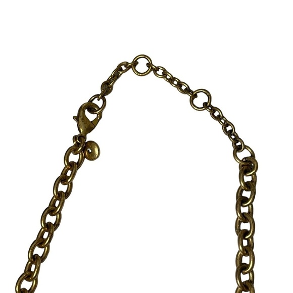 J Crew Antique Look Gold Orange Statement Necklace - Picture 5 of 12